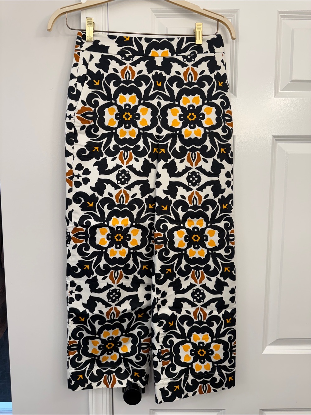 Boden Black, White & Mustard Floral Maxi Skirt